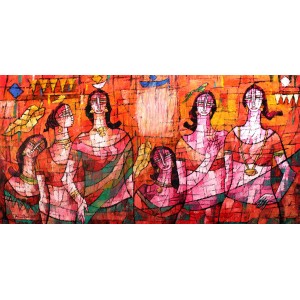 A. S. Rind, 36 x 72 Inch, Acrylic on Canvas, Figurative Painting, AC-ASR-458